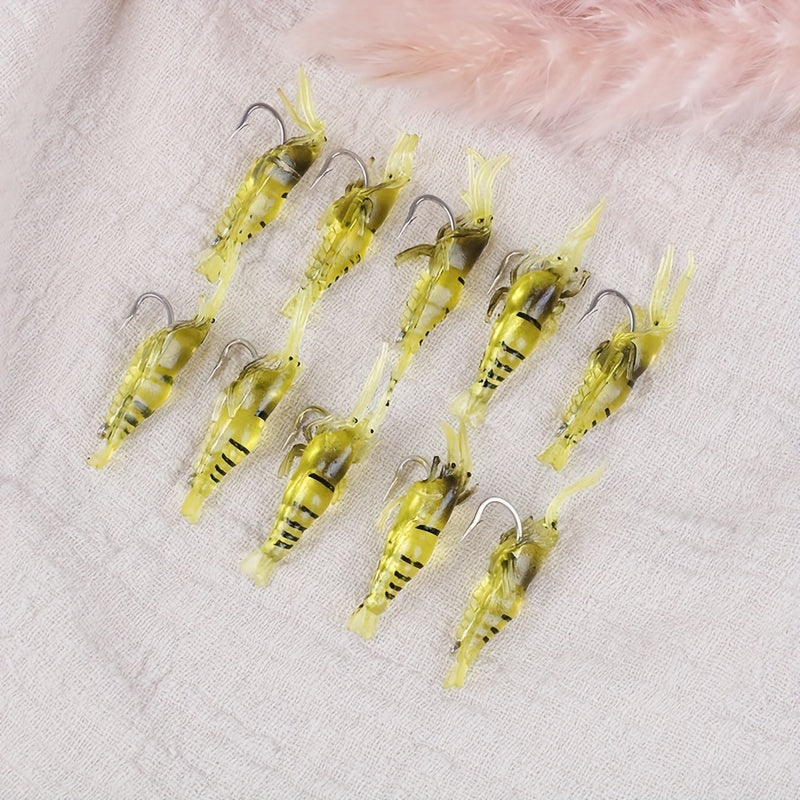 10pcs Realistic Soft Shrimp Hook Artificial Soft Lure Fishing Tackle