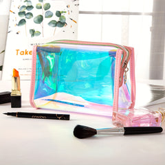 Modern Laser Trapezoidal Makeup Bag Holographic Zipper Storage Bag