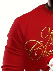 Christmas Santa Claus Print Men's Long Sleeve Tee