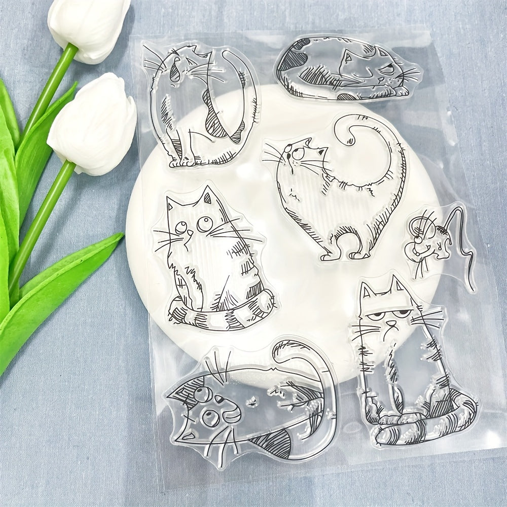 Cat Silicone Stamp for Crafts and Scrapbooking