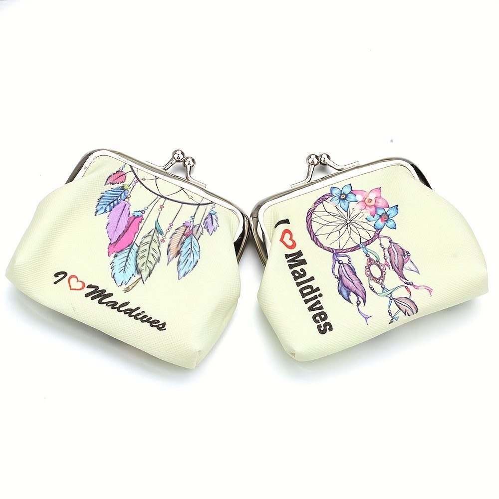 Leaf Pattern Coin Purse Bag Kiss Lock Key Bag Birthday Gift