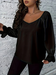  Lace Sleeve V Neck Tunic Top