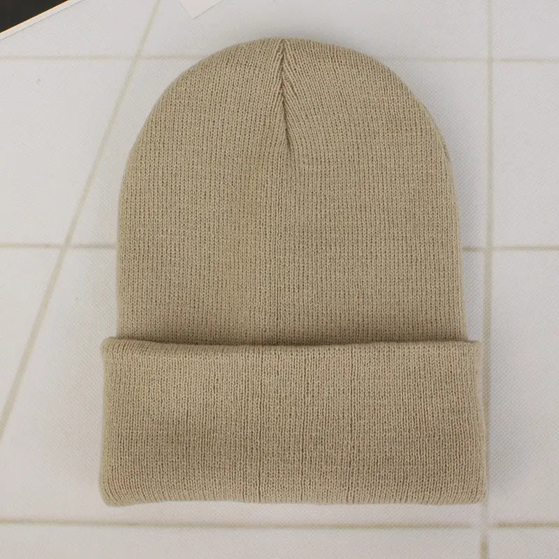 Fluorescent Knitted Beanie Hats Elastic Woolen Cap