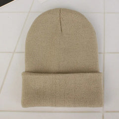 Fluorescent Knitted Beanie Hats Elastic Woolen Cap