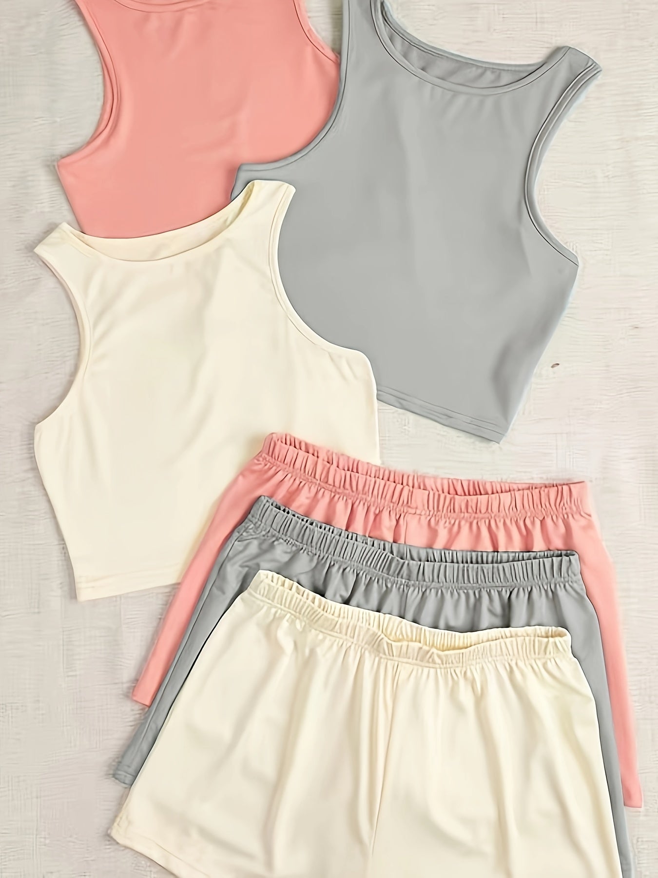 Sleeveless Crew Neck Pajama Set & Loose Shorts for Women
