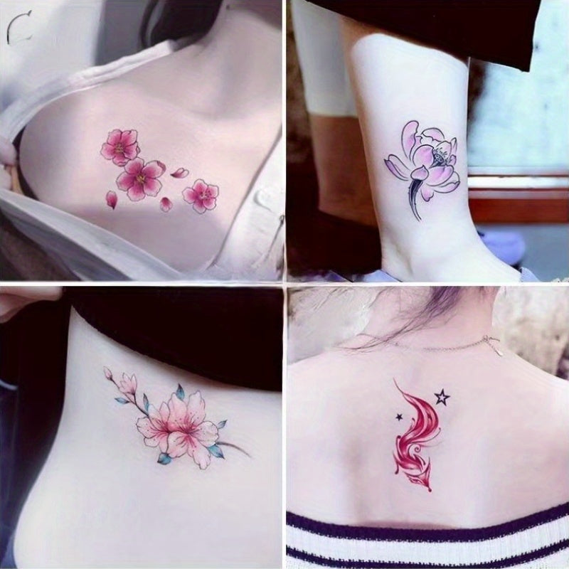 30 Sheets Waterproof Flower Tattoo Stickers for Women