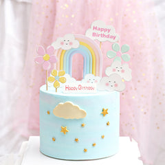 Rainbow Flower Birthday Cake Topper Baking Decoration