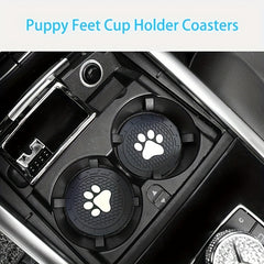 2pcs Dog Paw Car Coasters, Silicone Anti Slip Cup Holder Coasters