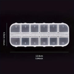 12 Grids Transparent Plastic Storage Box Nail Art Jewelry Pill Beads Organizer