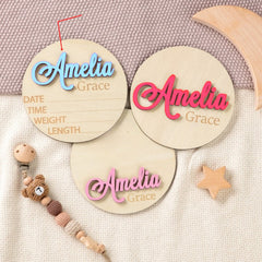 Personalized Wooden Announcement Tags Custom Name Acrylic Labels
