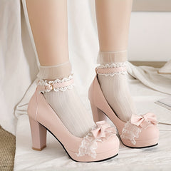 Women's Lace Ankle Strap High Heel Pumps