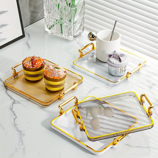 Golden Serving Tray Set With Handles Modern Coffee Table Tray