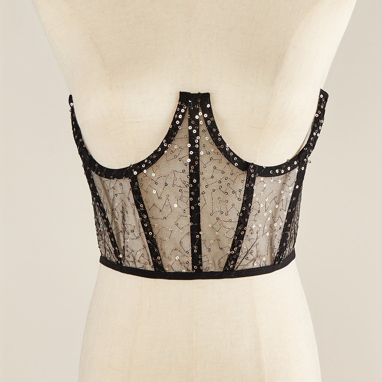 Y2K Transparent Sequin Corset Belt Lace Up Waistband