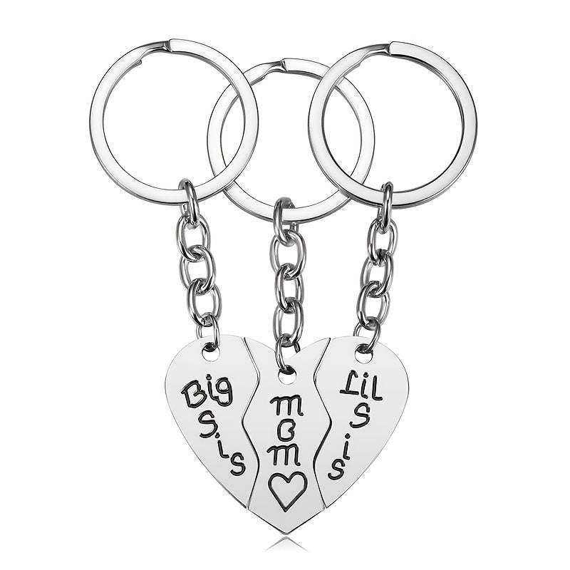 3Pcs Sister Mother Keychain Set Puzzle Keyring Mom Daughter Jewelry Gift