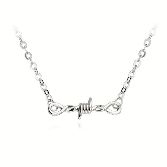 Girl's Silver Barbed Wire Necklace Stainless Steel