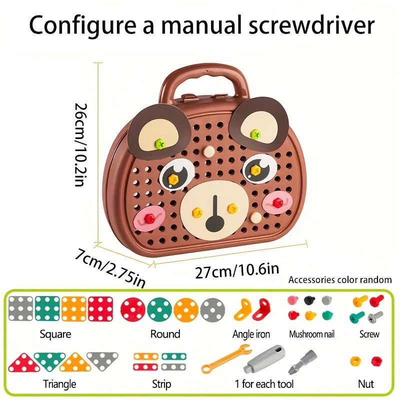 Creative Bear and Dog Design Toy Toolbox for Assembly