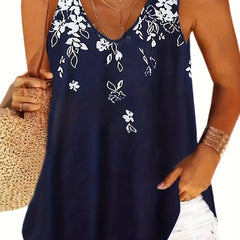  Floral Print V Neck Tank Top
