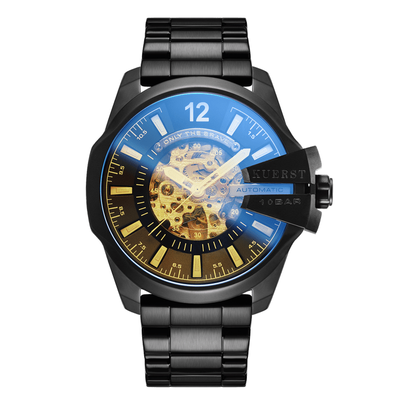 KUERST Steel Strap Mechanical Watch with Glow Pointer