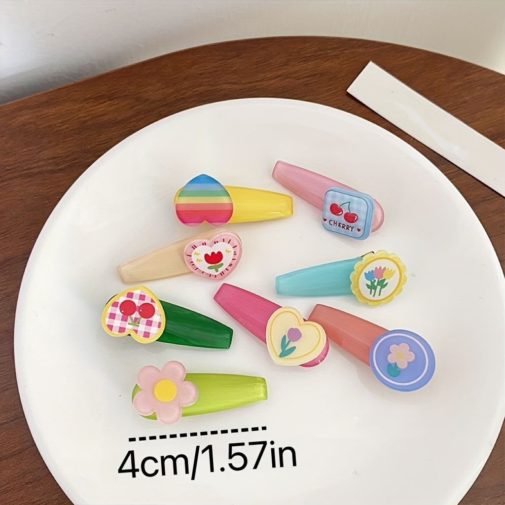 Baby Girls Cartoon Heart Cherry Hair Clips Summer Hair Accessories