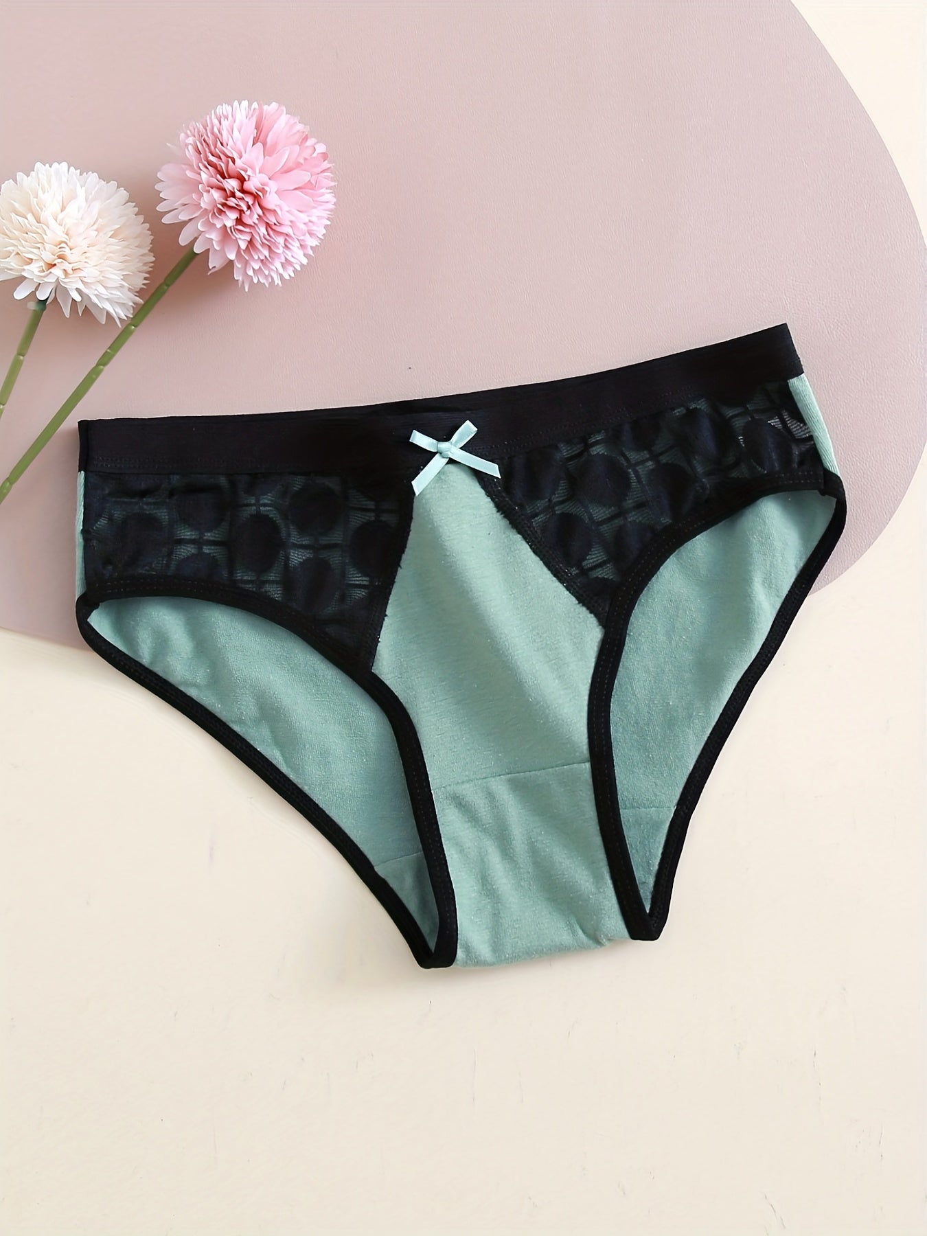 6pcs Lace Seamless Polka Dot Bow Panties Women's Lingerie