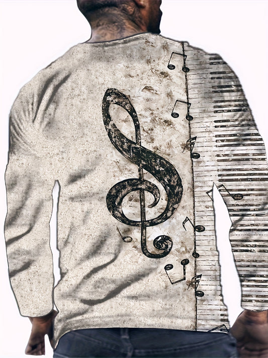 Musical Note Print Men's Graphic Sweatshirt for Winter