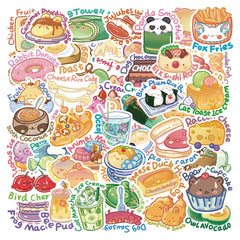 50Pcs Animal Food Series Waterproof Stickers for Laptop PC Mobile Smartp