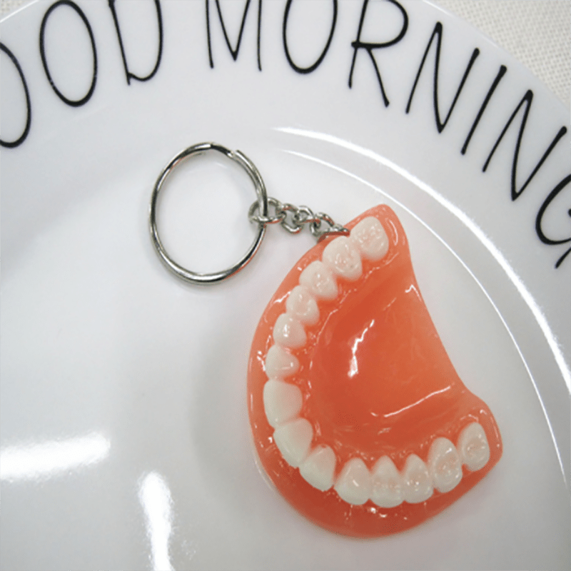 Denture Model Keychain Funny Resin Tooth Key Ring Accessory