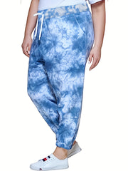  Tie Dye Tapered Leg Sports Pants with Pockets