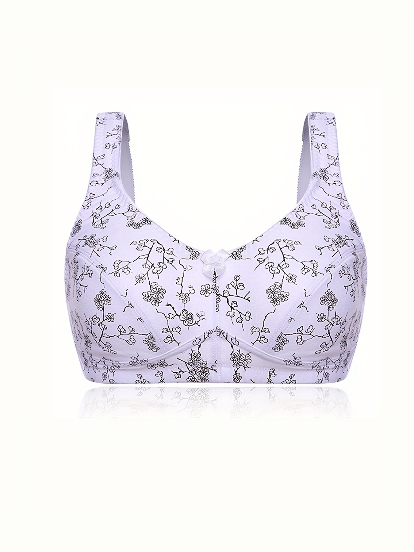 Floral Print Full Coverage Bra Soft Wireless Intimates Women's Lingerie