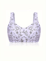 Floral Print Full Coverage Bra Soft Wireless Intimates Women's Lingerie