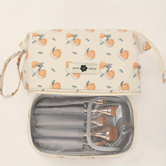 Large Capacity Double Layer Toiletry Bag with Brush Pouch