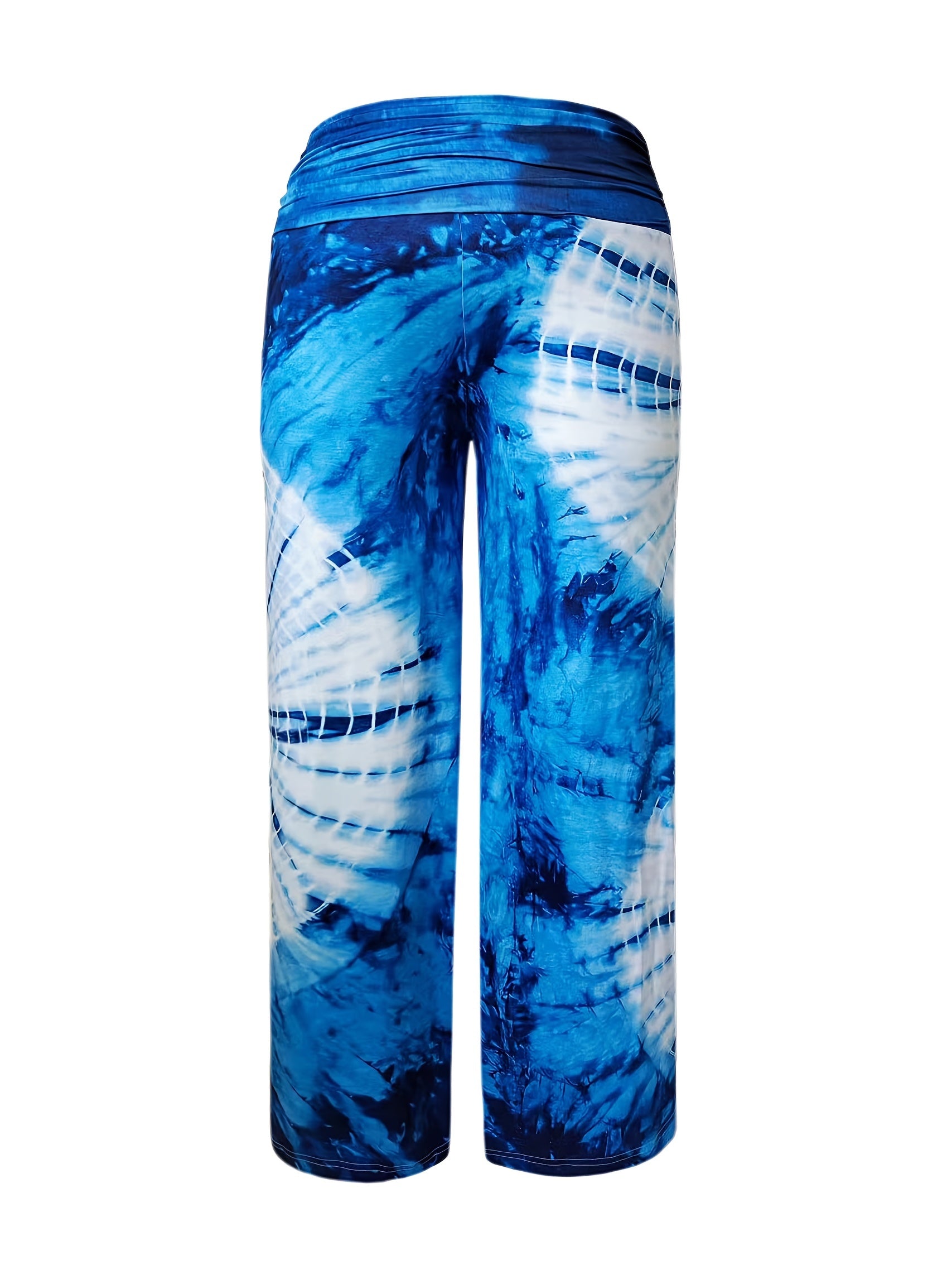  Tie Dye Ruched High Rise Wide Leg Pants