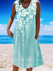  Floral Print Round Neck Tank Dress