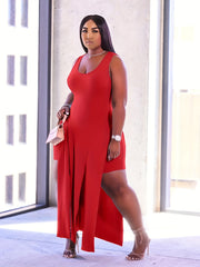  Solid Round Neck Oversized 2 Piece Set