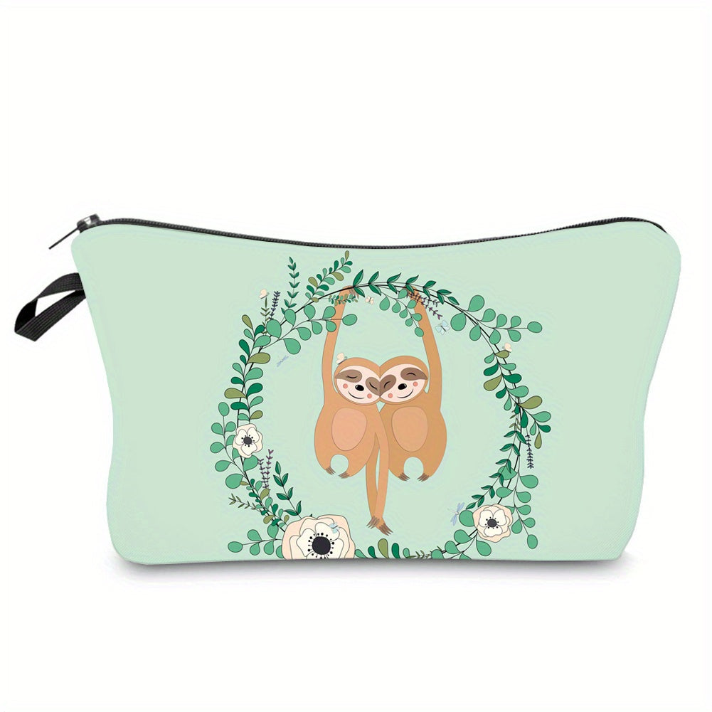 Sloth Print Cosmetic Bag Clutch Lady Travel Storage Mini Makeup Organizer
