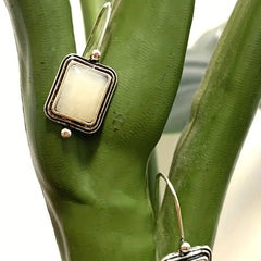 Moonstone Sapphire Drop Earrings Bridal Jewelry
