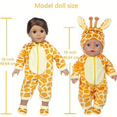 Giraffe Onesie and Shoe Set for 16 Inch Dolls