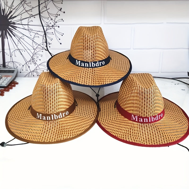 Men's Cowboy Hat Sunshade Straw Hat Men's Summer Outdoor Big Brim