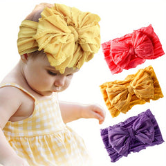 3 Piece Baby Girls Hair Bands Set Soft & Elastic Gift Idea