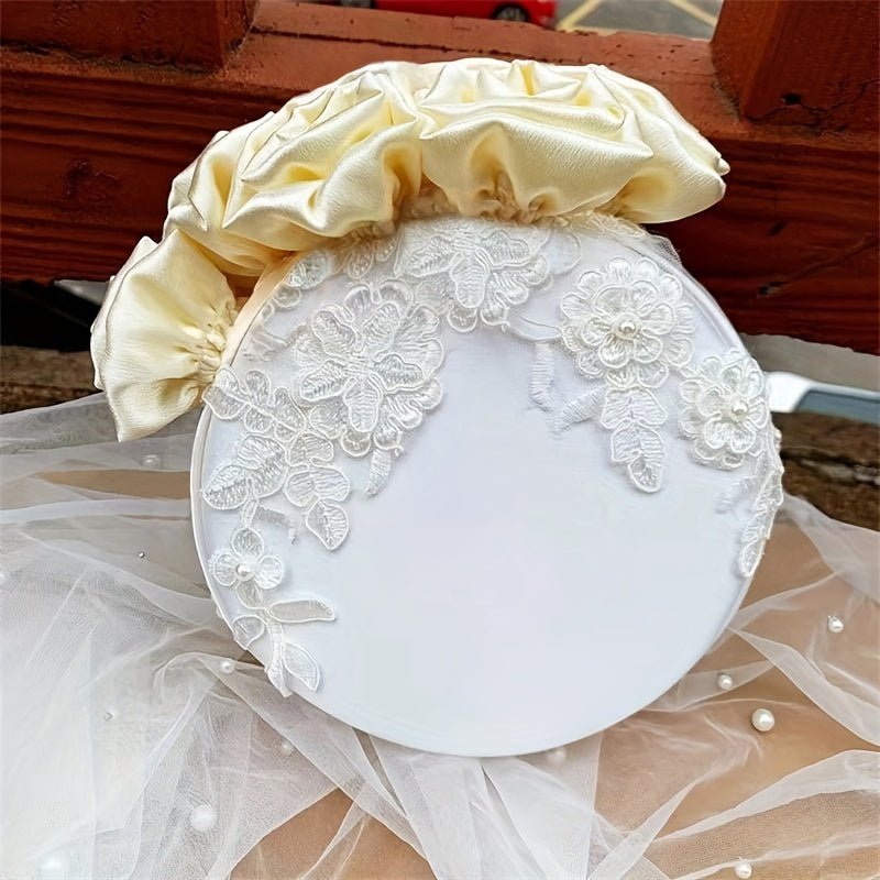 Satin Flower Fascinator Hat Bridal Wedding Headwear French Style Beret