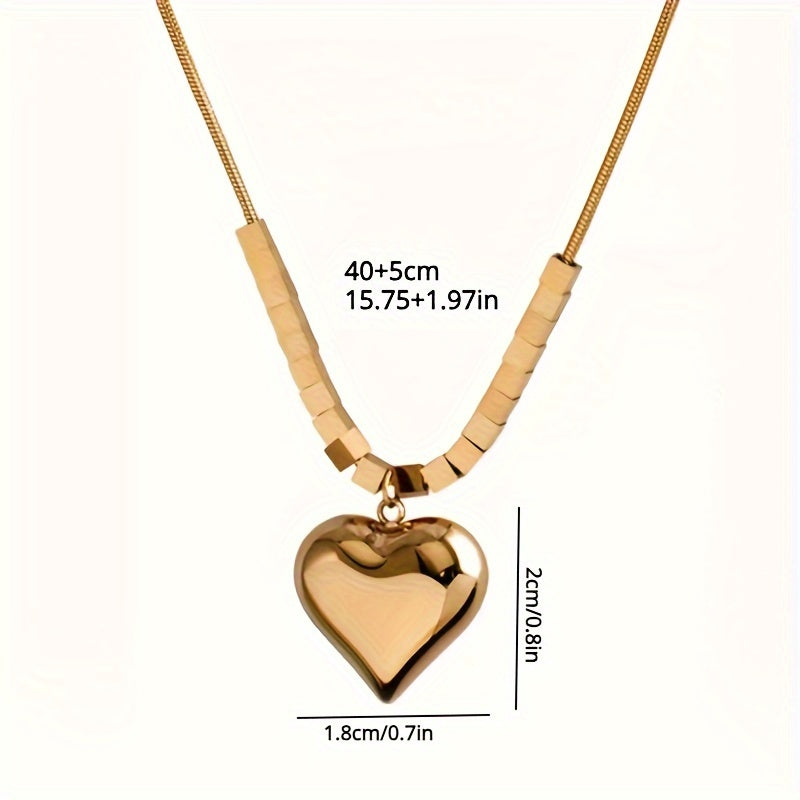 18K Plated Heart Pendant Necklace Female Hip hop Style Chain Jewelry Gift