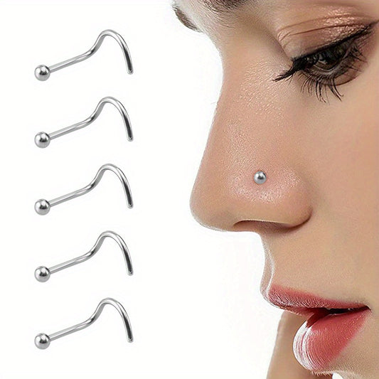 50Pcs Stainless Steel Nose Studs Ring Set Body Piercing Jewelry