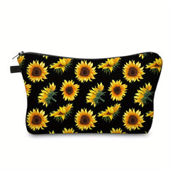 Sunflower Flowers Cosmetic Bag Waterproof Makeup Toiletry Pouch
