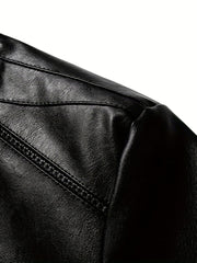 Men's Windproof PU Leather Jacket Outdoor Wear