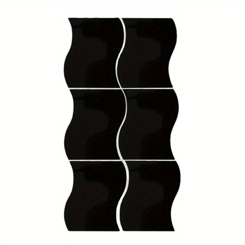 6pcs 3D Wavy Mirror Wall Stickers DIY Home Decorative Acrylic Mirror Wall Decor
