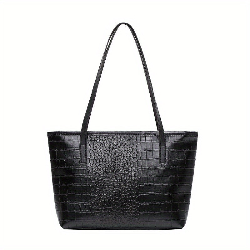 Crocodile Pattern Tote Bag Solid Shoulder Bag Women's Handbags