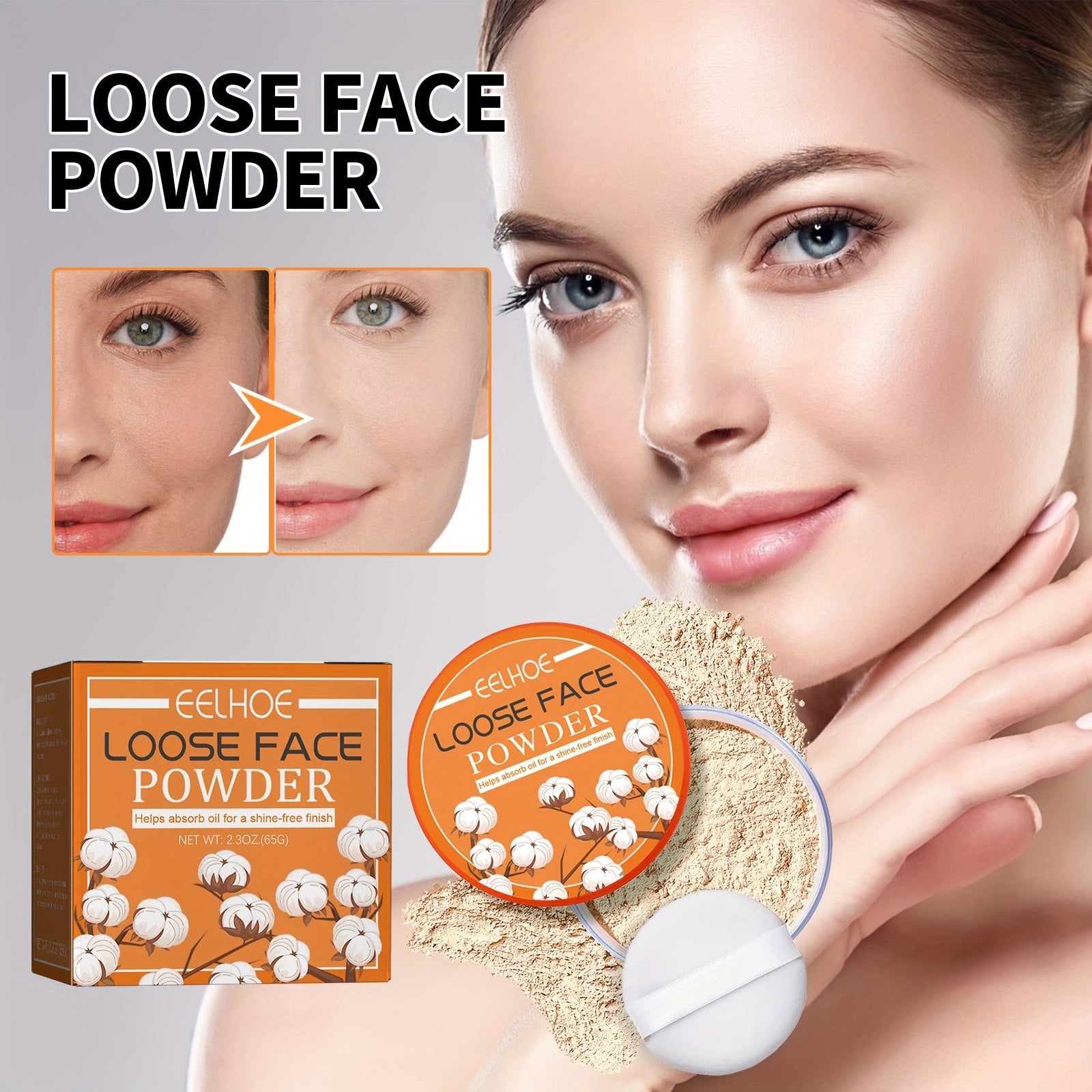 Waterproof Loose Setting Powder for Concealer, Makeup Fixing