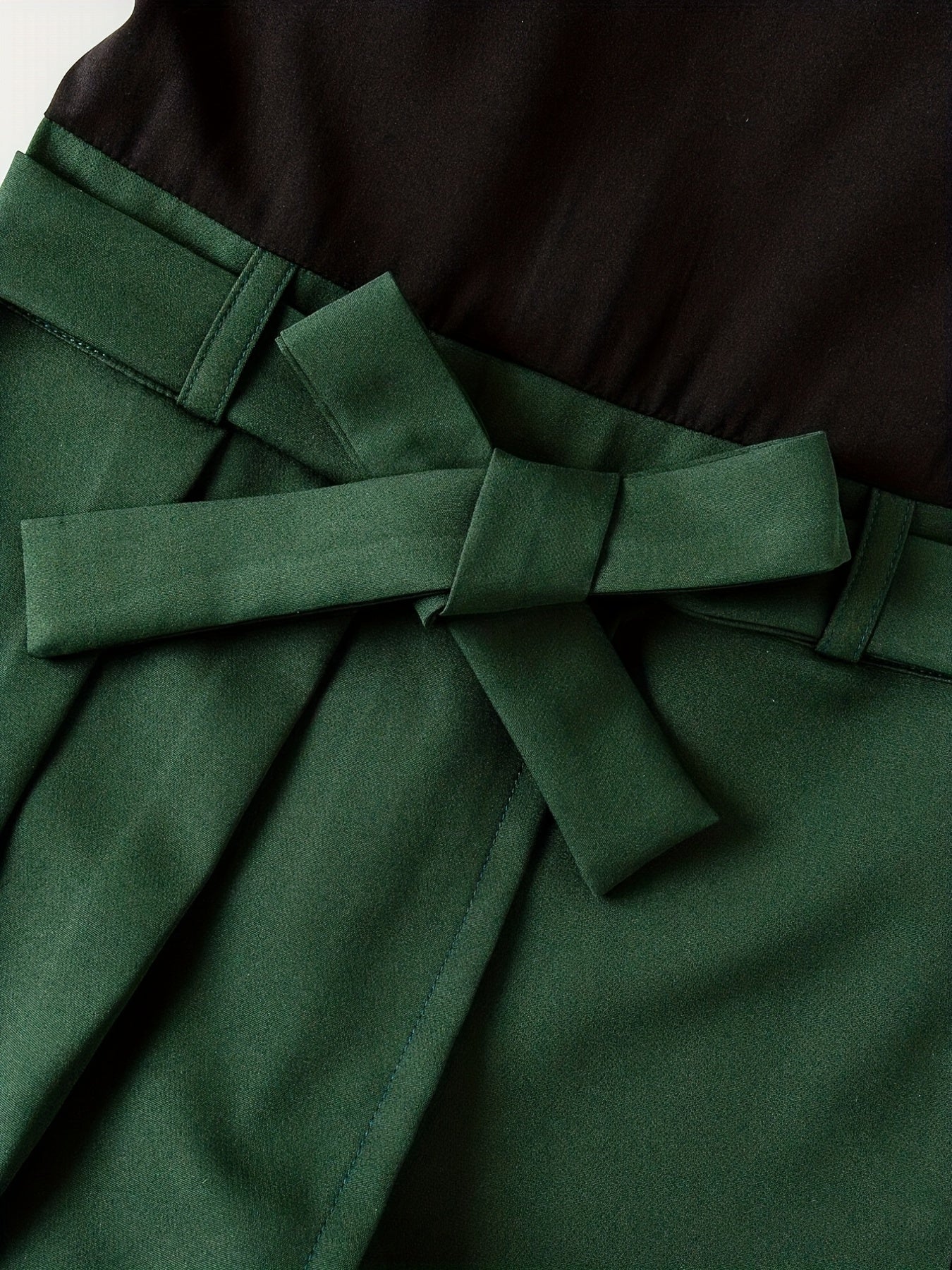 Girls' Short Sleeve Block Belted Dress For Party