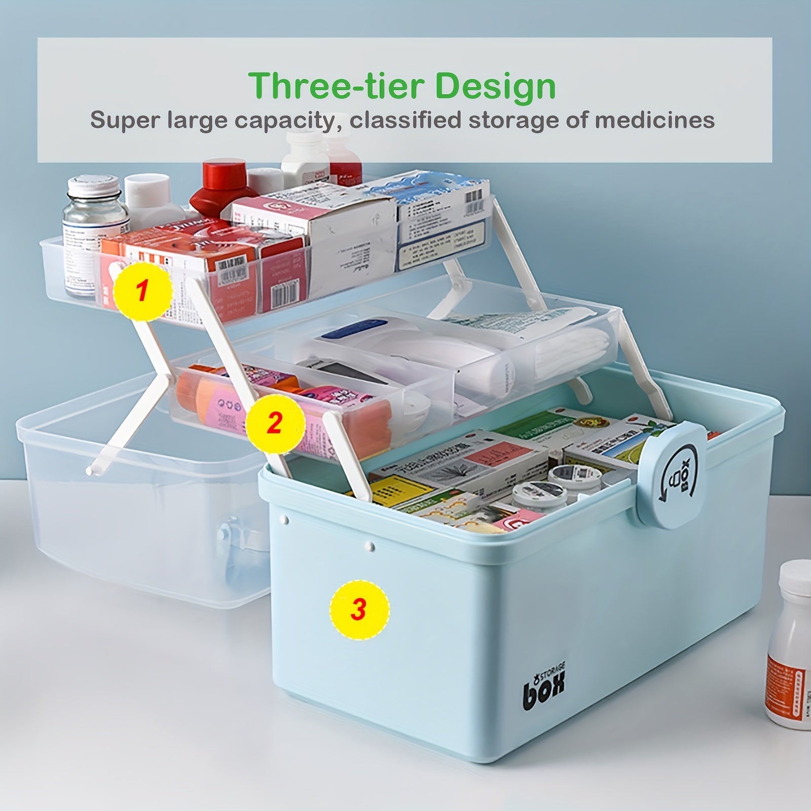 Medicine Storage Box Household Portable Container Large Capacity