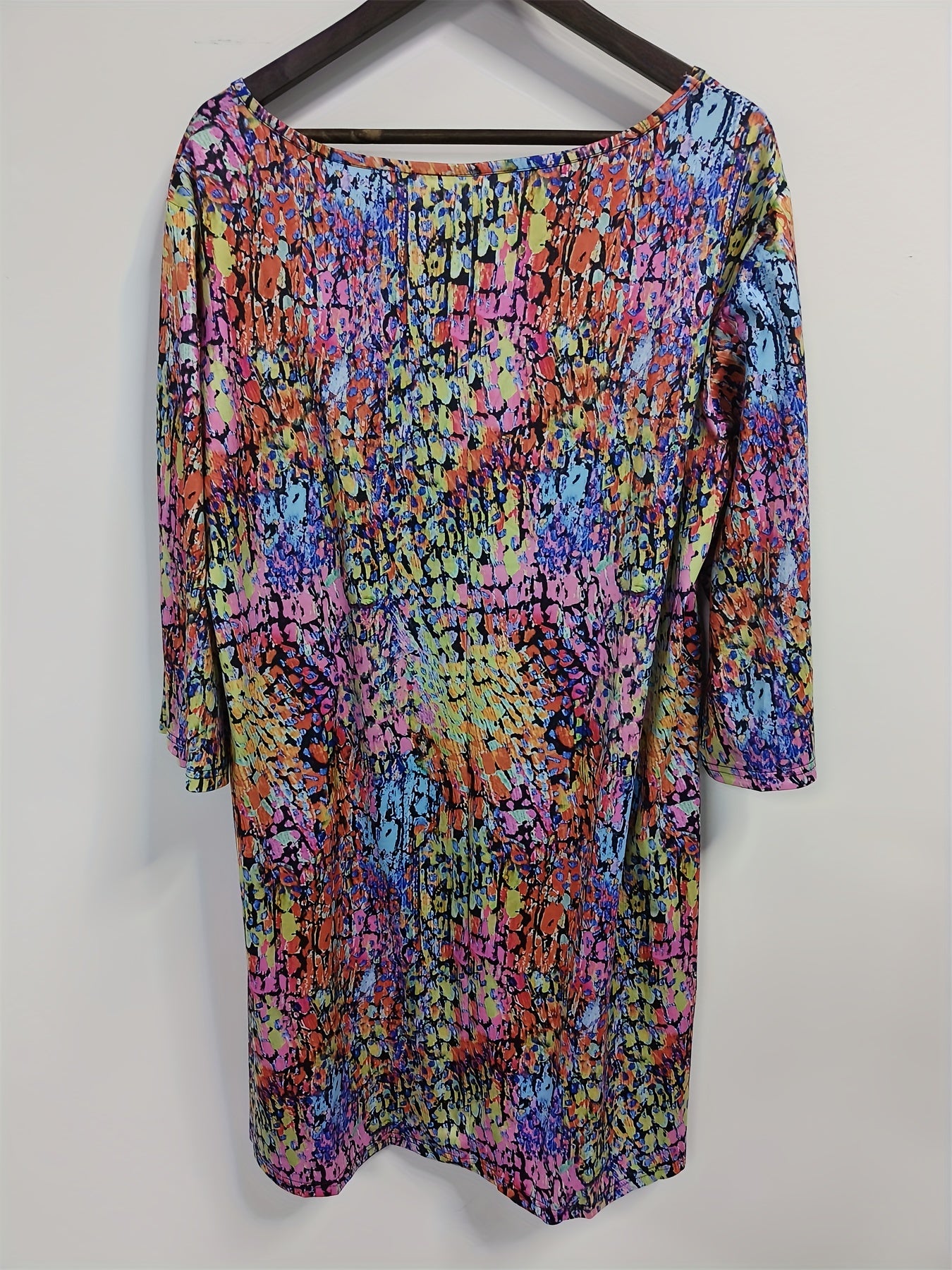  Casual Dress Women's Plus Painting Half Sleeve Round Neck Mini Tee Dre